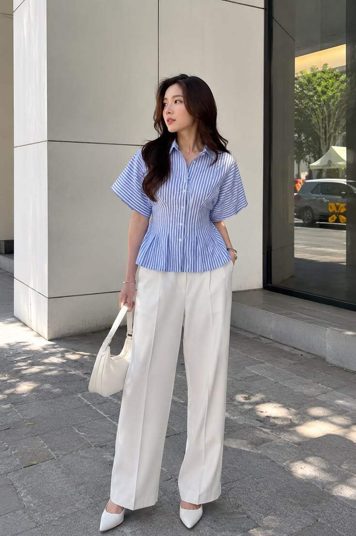 Áo peplum tạo cảm giác vòng eo gọn gàng hơn, khéo léo che vùng bụng dưới.