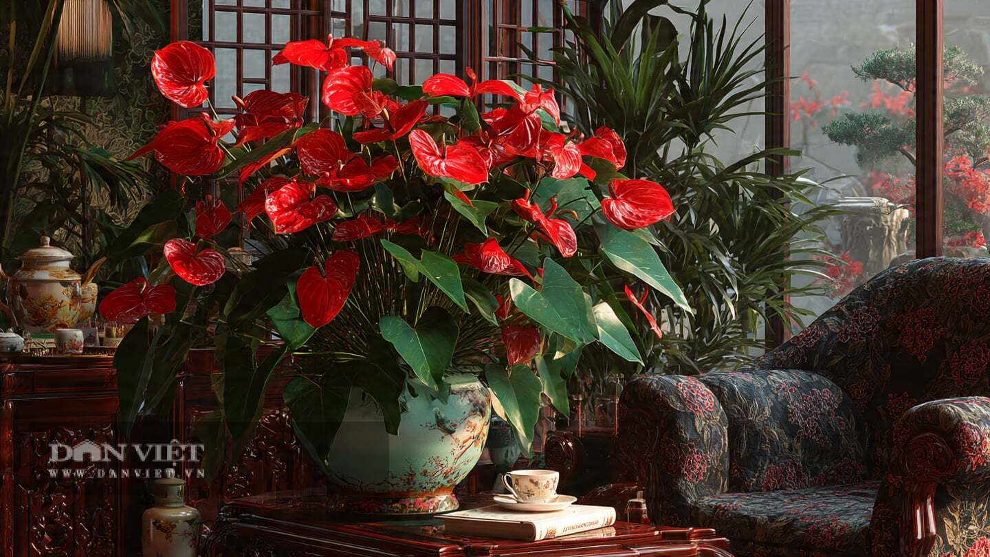 Sự siêng hoa của cây cảnh hồng môn rất tinh tế