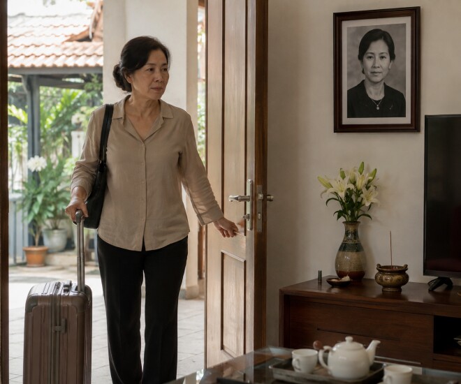 Nhưng ngày đầu tiên tôi kéo vali về nhà chồng, tôi ngỡ ngàng khi thấy ảnh vợ cũ anh ở phòng khách. (Ảnh minh họa)