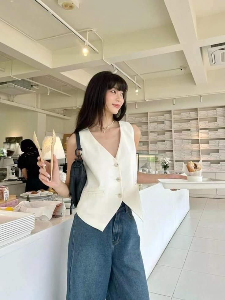 Áo gile vest là item hot hit, được chị em yêu thích thời gian gần đây. 