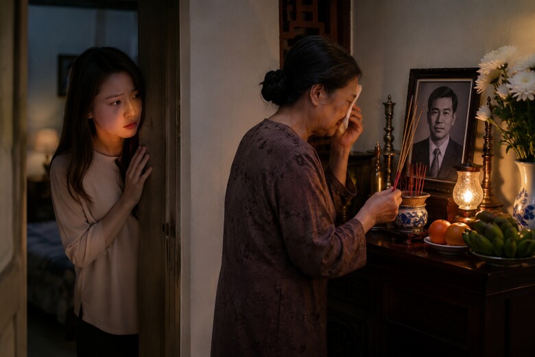Vừa đi ngang qua bàn thờ, tôi bất ngờ nghe tiếng mẹ Khánh khóc.(Ảnh minh họa)