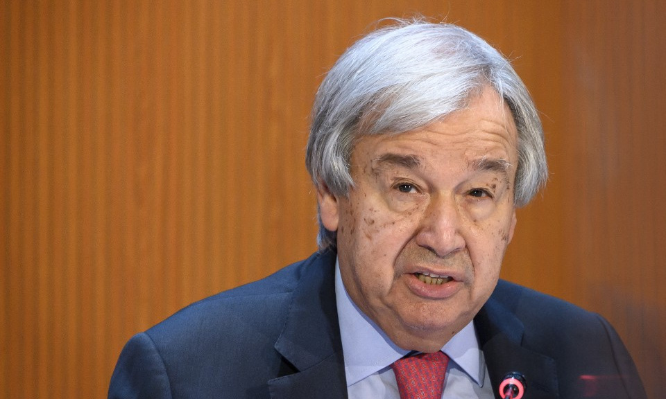 Tổng thư ký Guterres trong cuộc họp ở Geneva hôm 13/9. Ảnh: AFP.