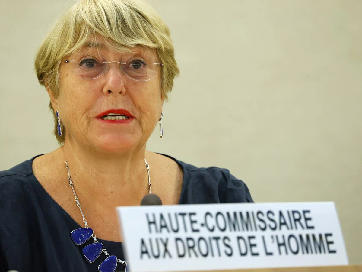 Cao ủy Nhân quyền Liên Hợp Quốc Michelle Bachelet trong cuộc họp tại Geneva, Thụy Sĩ, hôm 13/9. Ảnh: Reuters.