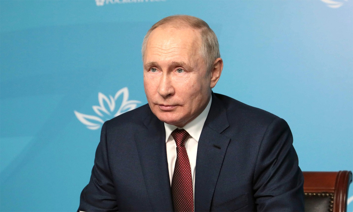 Tổng thống Nga Vladimir Putin trong cuộc hội đàm trực tuyến ngày 3/9. Ảnh: Điện Kremlin.