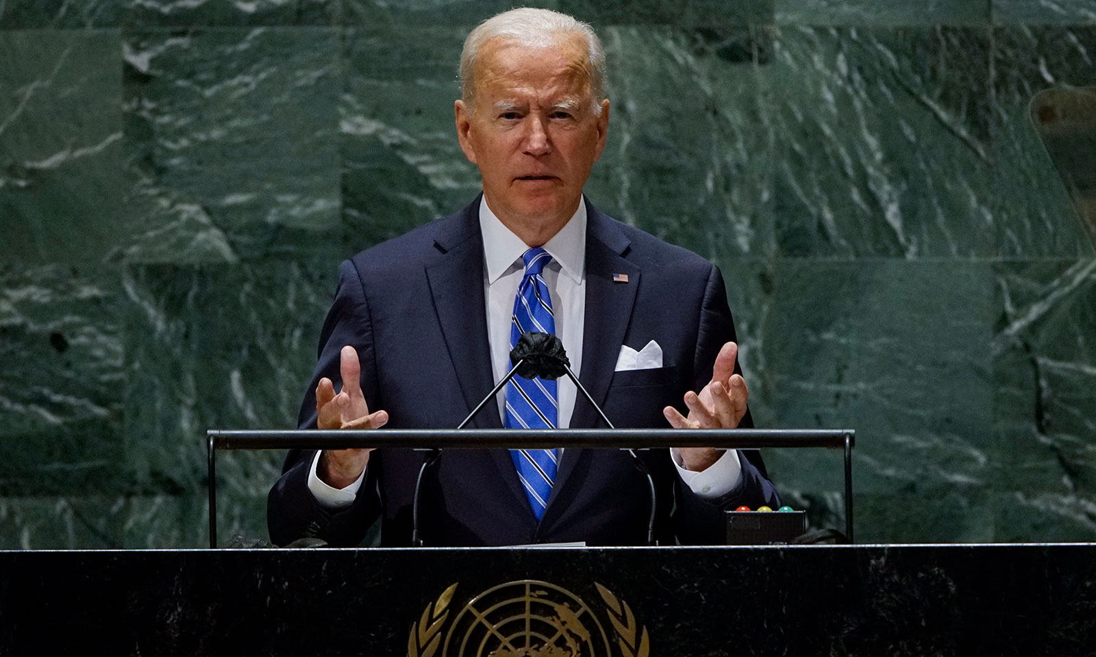 Tổng thống Mỹ Joe Biden phát biểu trước Đại Hội đồng Liên Hợp Quốc ở New York hôm nay. Ảnh: AFP.