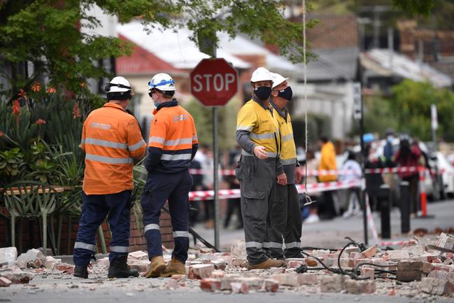 Emergency services assess the damage at the restaurant. 