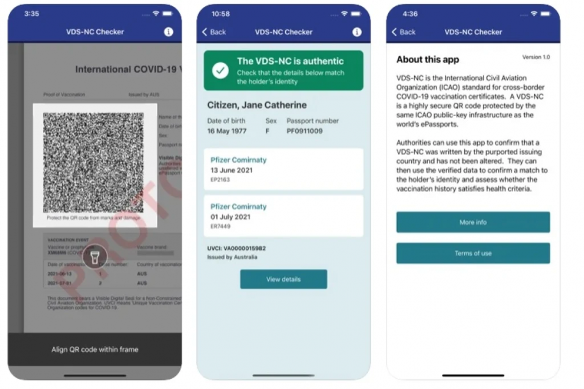 Ứng dụng mới cho phép nhân viên hải quan Australia quét mã QR để đọc giấy chứng nhận tiêm vaccine ngừa Covid-19. Ảnh: App Store