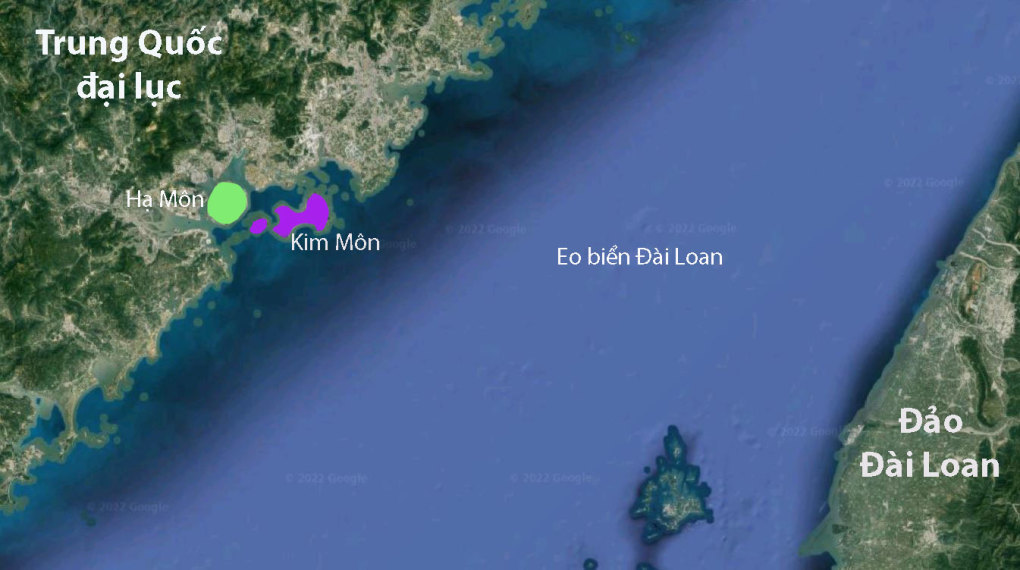 Vị trí quần đảo Kim Môn ở eo biển Đài Loan. Đồ họa: Google Maps.