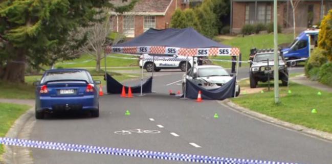 Police cordoned off an area of the Doncaster St where the white Holden Sedan that was found.
