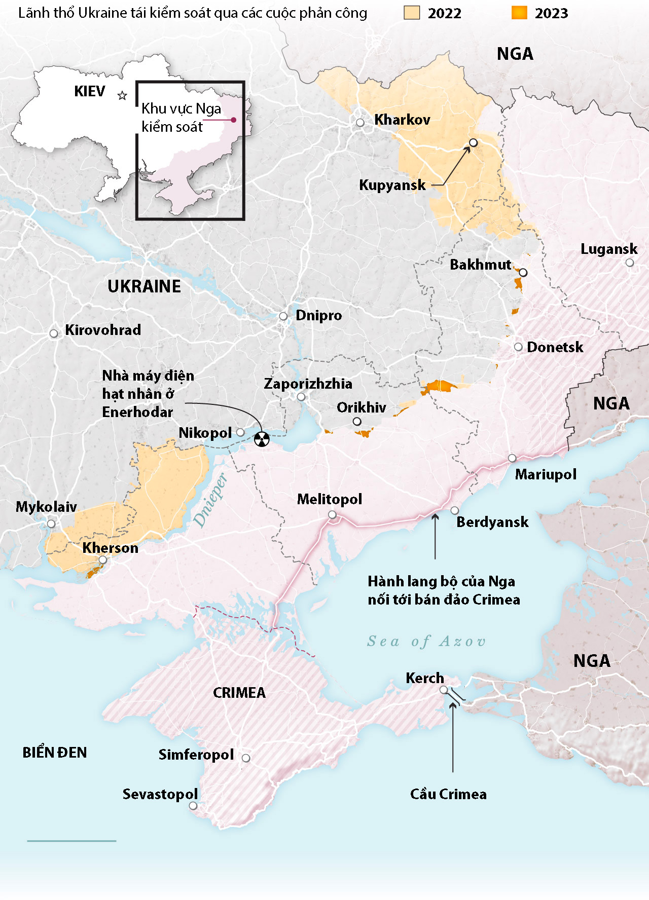 Cục diện ở chiến trường Ukraine. Đồ họa: Washington Post