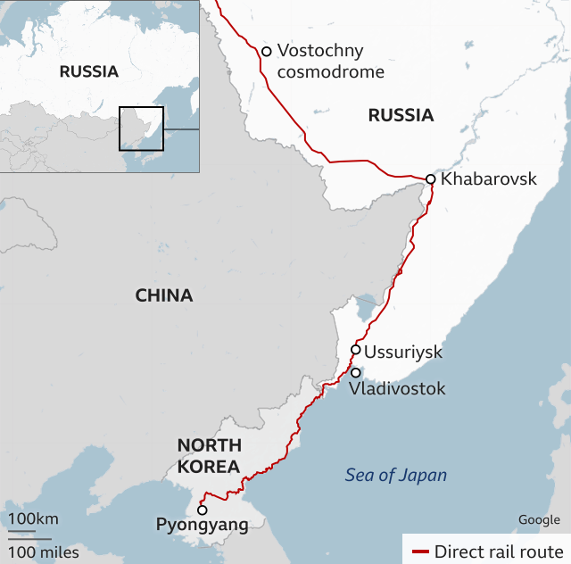 Vị trí sân bay vũ trụ Vostochny, vùng Amur, miền Viễn Đông Nga. Đồ họa: BBC