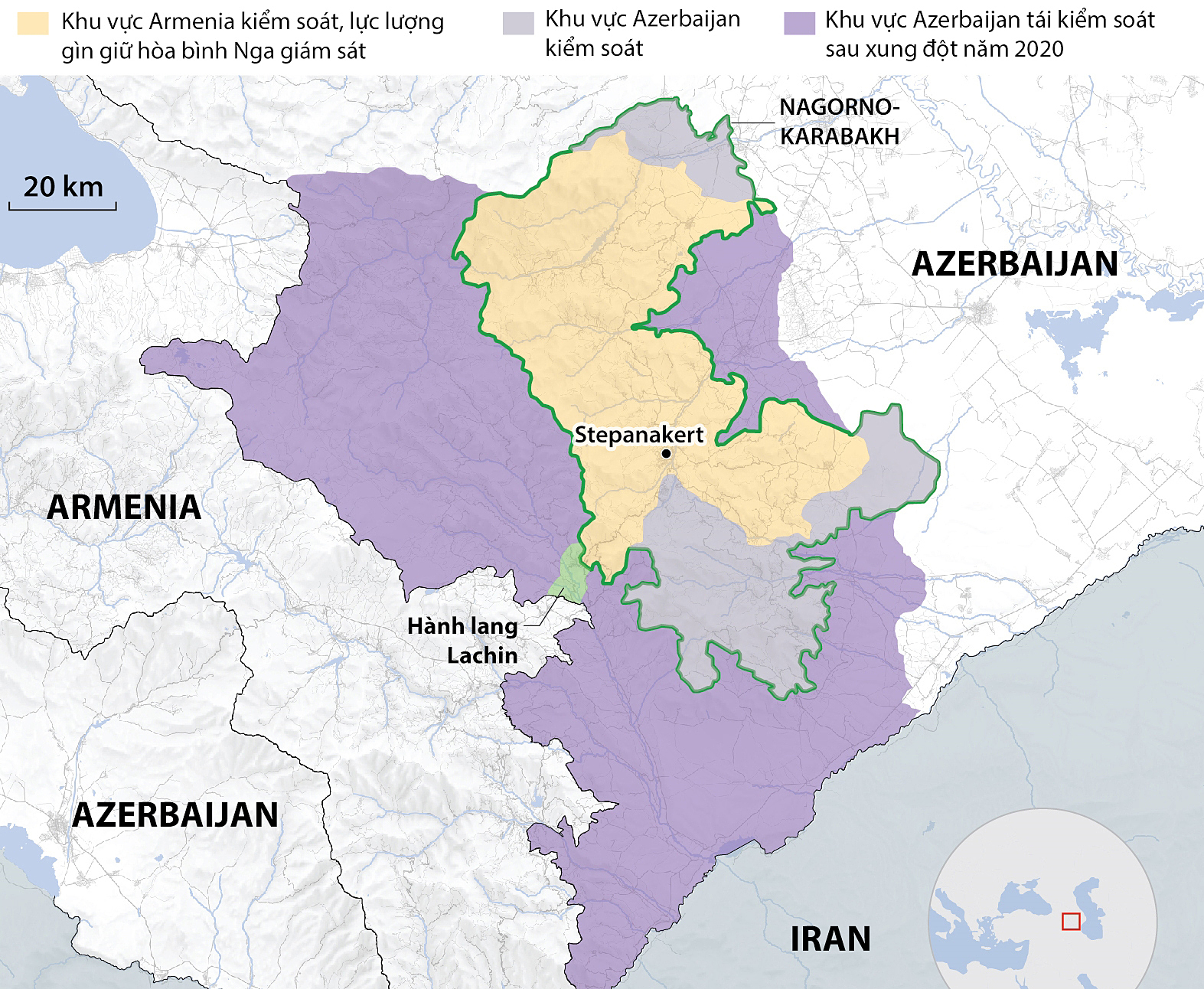 Vị trí vùng ly khai Nagorno-Karabakh. Đồ họa: AFP