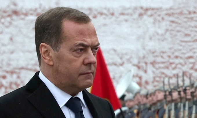 Phó chủ tịch Hội đồng An ninh Quốc gia Nga Dmitry Medvedev tại Moskva ngày 23/2. Ảnh: Reuters