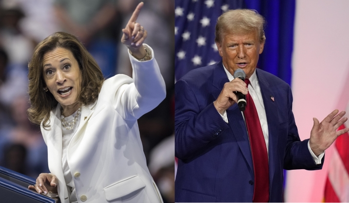 Phó tổng thống Kamala Harris và cựu tổng thống Donald Trump. Ảnh: AP