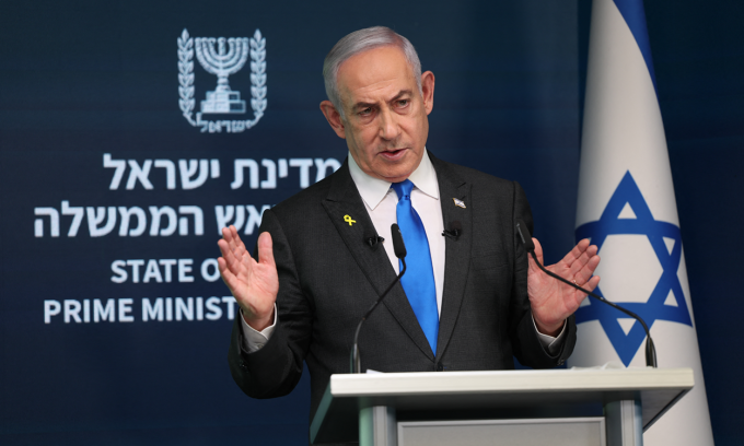 Ông Netanyahu tại buổi họp báo tại Jerusalem ngày 4/9. Ảnh: AFP