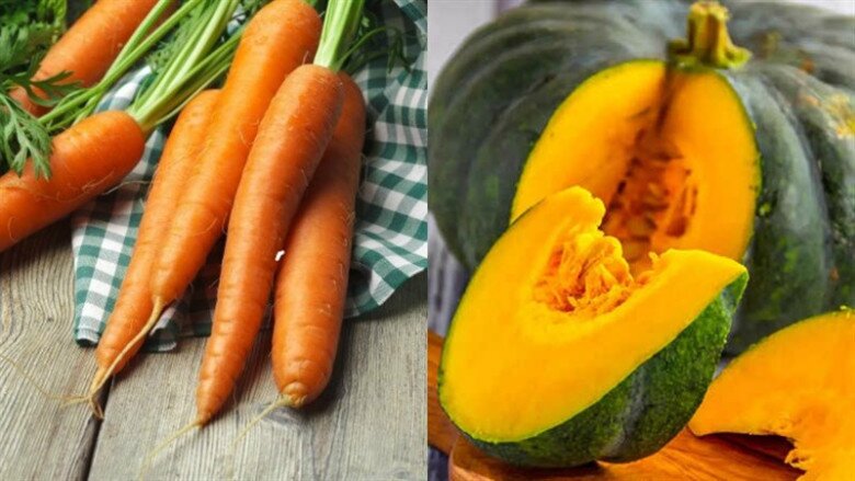 Cà rốt, bí ngô là 2 thực phẩm giàu beta-carotene giúp ngừa ung thư tuyến tụy. (Ảnh minh họa)