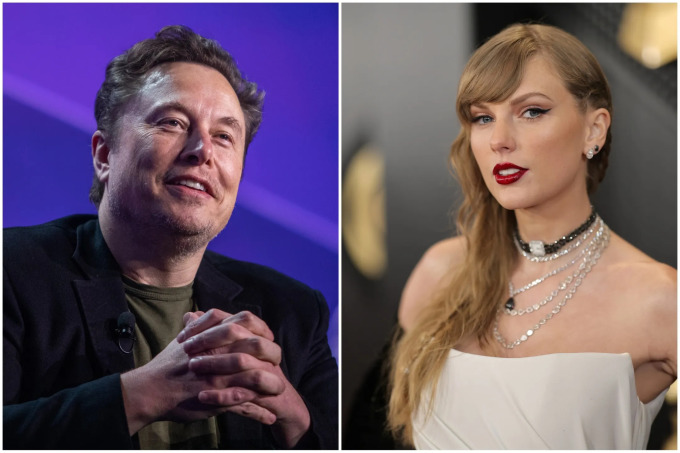 Tỷ phú Elon Musk (trái) và ngôi sao nhạc pop Taylor Swift. Ảnh: Variety