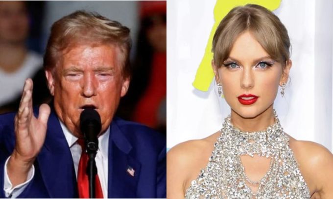 Ứng viên Donald Trump và ca sĩ Taylor Swift. Ảnh: Reuters/ FilmMagic