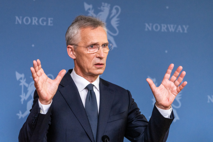 Tổng thư ký NATO Jens Stoltenberg phát biểu tại Oslo, Na Uy ngày 6/9. Ảnh: AFP