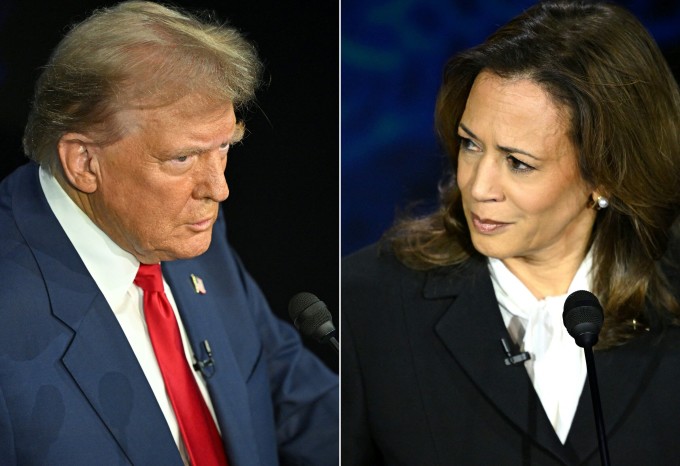 Ứng viên tổng thống đảng Cộng hòa Donald Trump (trái) và Phó tổng thống Kamala Harris trong buổi tranh luận ở Philadelphia, bang Pennsylvania ngày 10/9. Ảnh: AFP