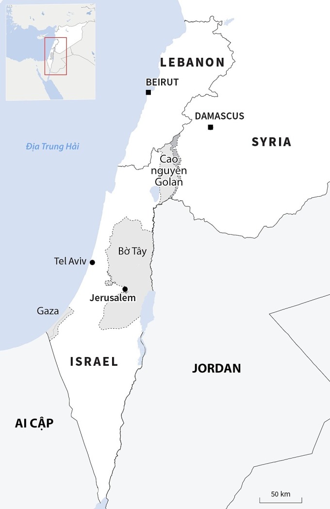 Vị trí Lebanon và Israel. Đồ họa: AFP