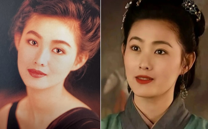 Vương Tư Ý thời trẻ và tạo hình cô trong Thủy Hử. Ảnh: Sina