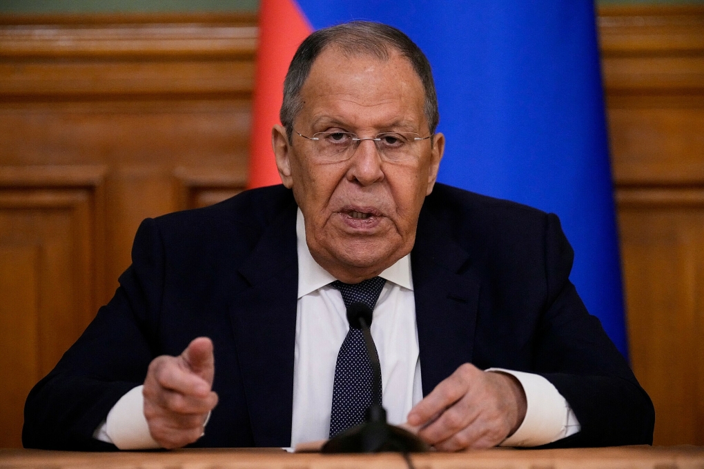 Ngoại trưởng Nga Sergey Lavrov tại cuộc họp báo ở Moskva ngày 21/8. Ảnh: AFP