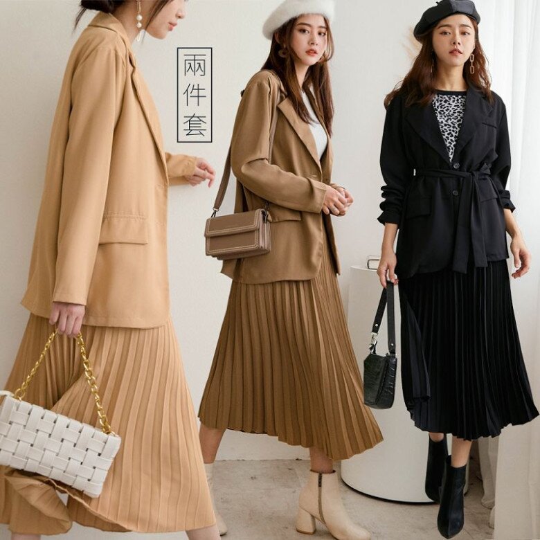 Sự kết hợp váy và áo blazer ton-sur-ton mang lại vẻ ngoài tinh tế, thanh lịch, đặc biệt phù hợp cho môi trường công sở, giúp chị em ghi điểm với phong thái chuyên nghiệp mà vẫn thời thượng.