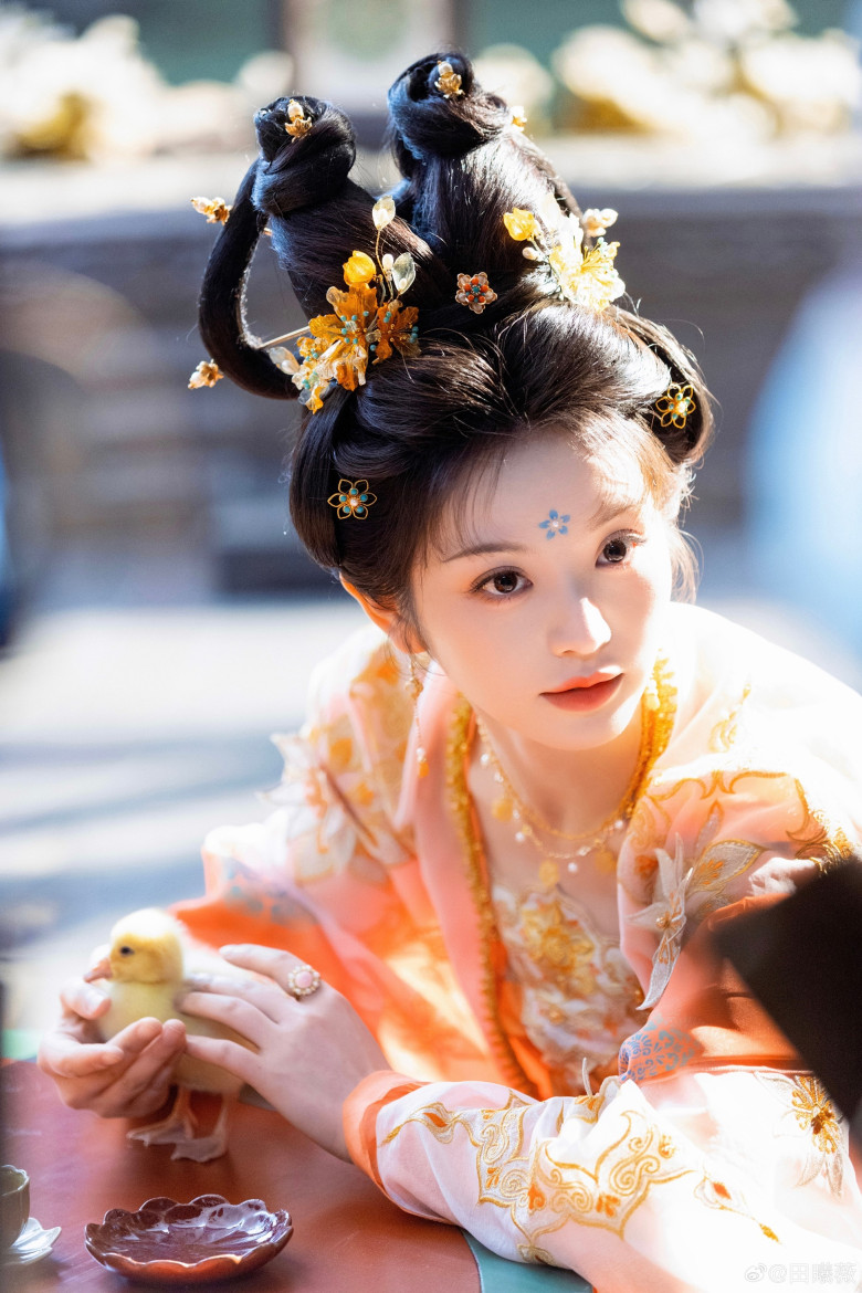 Những kiểu tóc cổ trang của Điền Hi Vi được làm từ mái tóc thật của cô.