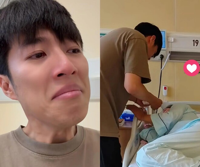 Ông xã khóc nghẹn vẫn múa hát không ngừng để vợ vui.