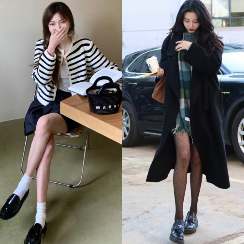 Giày loafer da thanh lịch, cân bằng giữa trang trọng và giản dị, giúp phụ nữ trông thông minh, thon gọn, cao ráo, phối được với quần hay váy đều sang trọng.