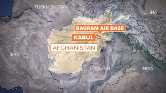 Vị trí căn cứ Bagram và Trung Quốc. Đồ họa: NBC News