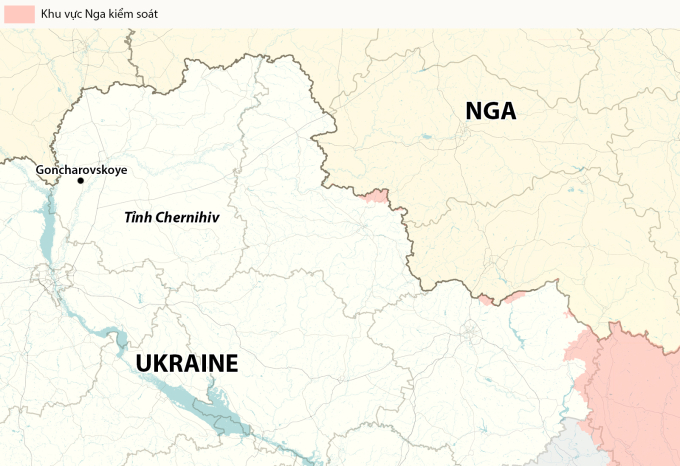 Vị trí khu dân cư Goncharovskoye, tỉnh Chernihv. Đồ họa: RYV