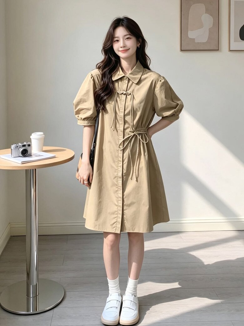 Với váy suông, nên chọn thiết kế có độ rộng vừa phải, chiều dài phù hợp và tránh phom quá rộng khiến cơ thể bị chìm trong trang phục.