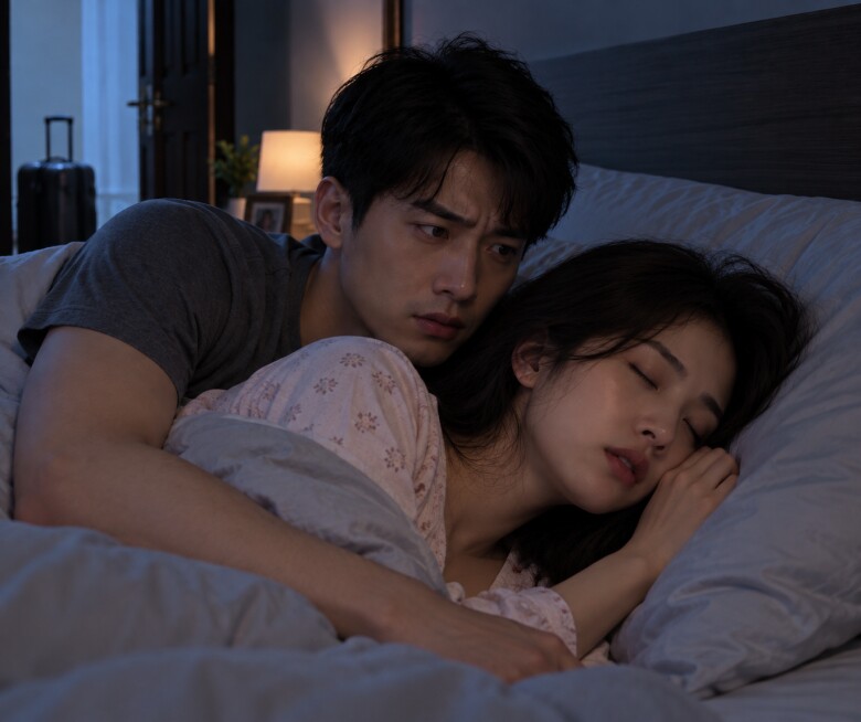 Tôi cởi áo khoác, nhẹ nhàng nằm xuống bên cạnh rồi vòng tay ôm lấy vợ. (Ảnh minh họa)