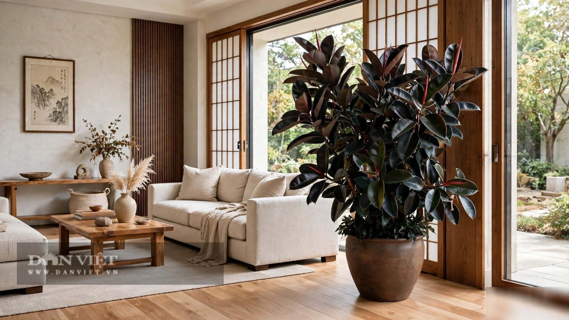 Dáng cây cảnh vươn thẳng, lá to bản