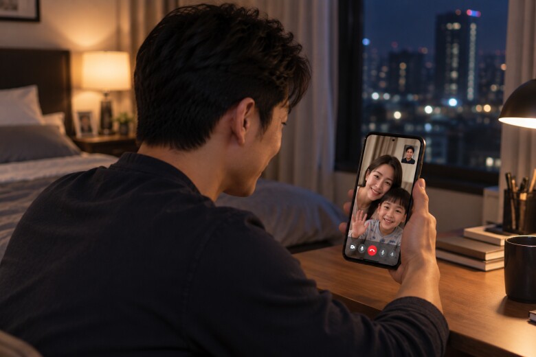 Tối nào chồng cũng gọi video cho hai mẹ con tôi. (Ảnh minh họa)