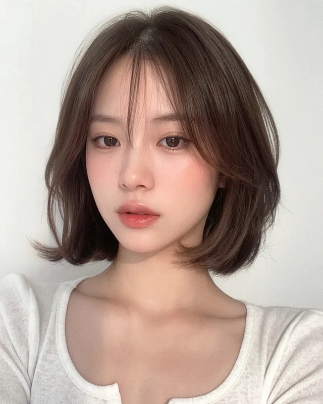 Ombre nâu xám lạnh tạo hiệu ứng chuyển màu giúp tóc bạc dễ hòa vào tổng thể hơn. Nền nâu pha ánh xám mang đến vẻ ngoài hiện đại, cá tính, đồng thời giúp phần chân tóc mới mọc không quá lộ.
