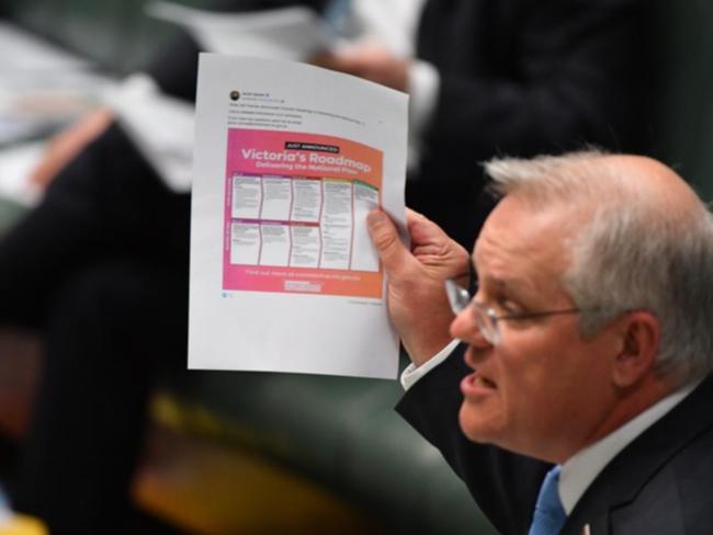 Prime Minister Scott Morrison during Question Time