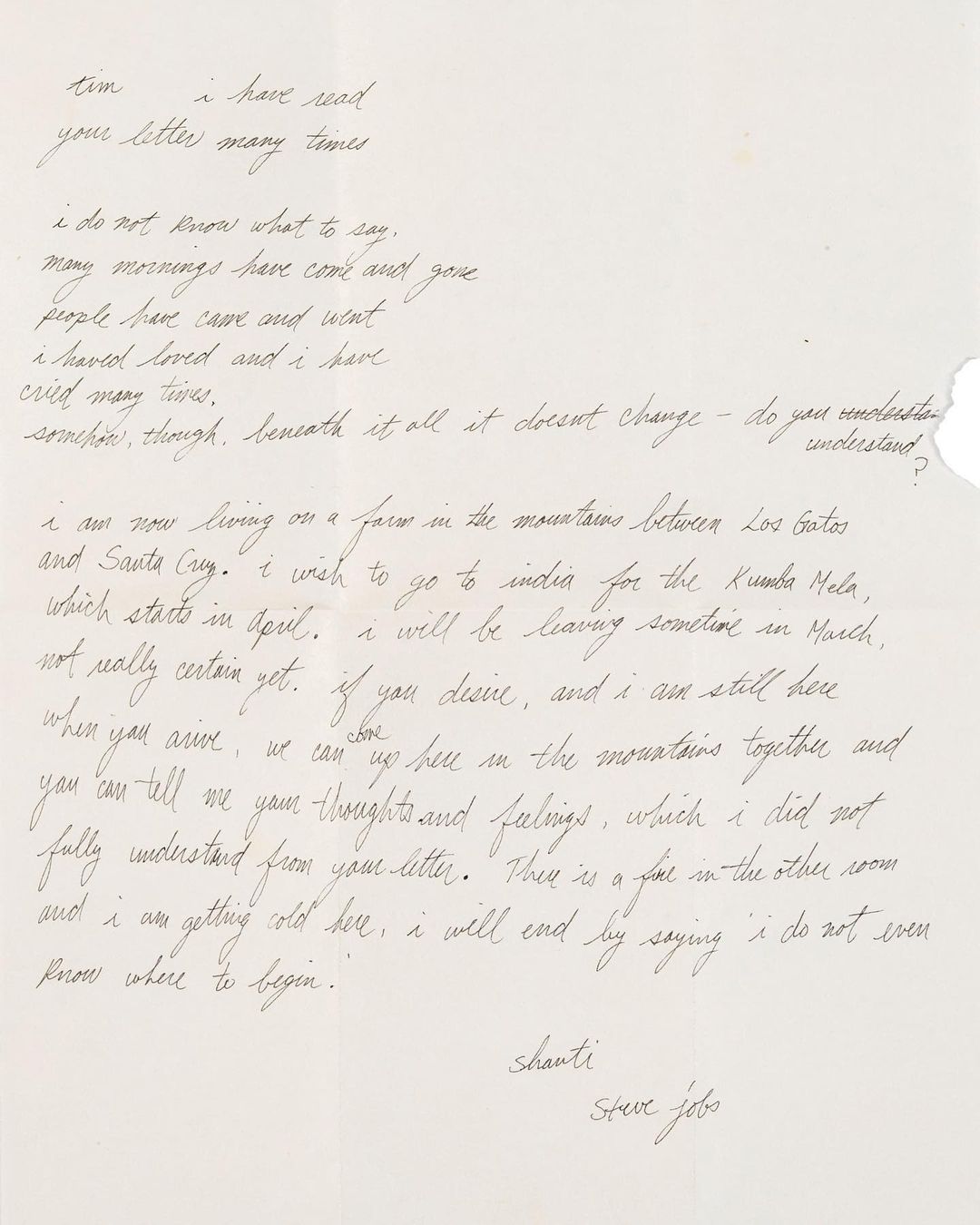 Ảnh chụp bức thư viết tay của Steve Jobs. Nguồn: Bonhams