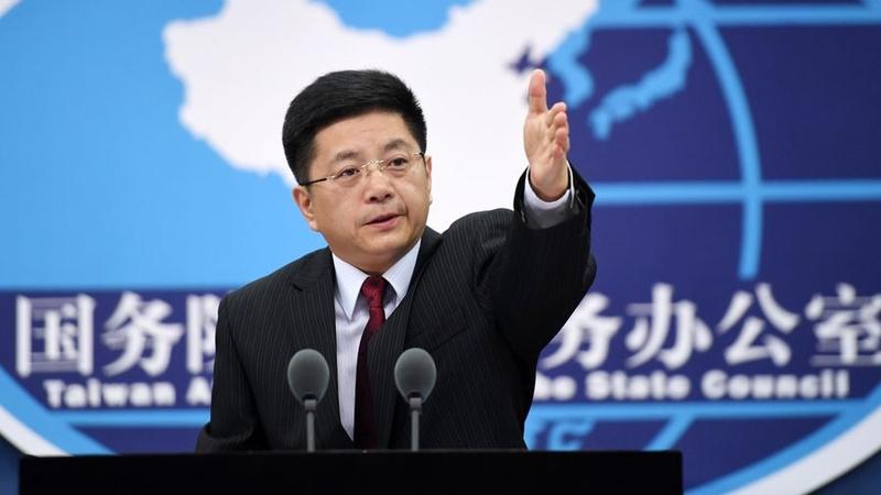 Mã Hiểu Quang, phát ngôn viên Văn phòng Các vấn đề Đài Loan thuộc Quốc vụ viện Trung Quốc, tại cuộc họp báo ở Bắc Kinh năm ngoái. Ảnh: Xinhua.