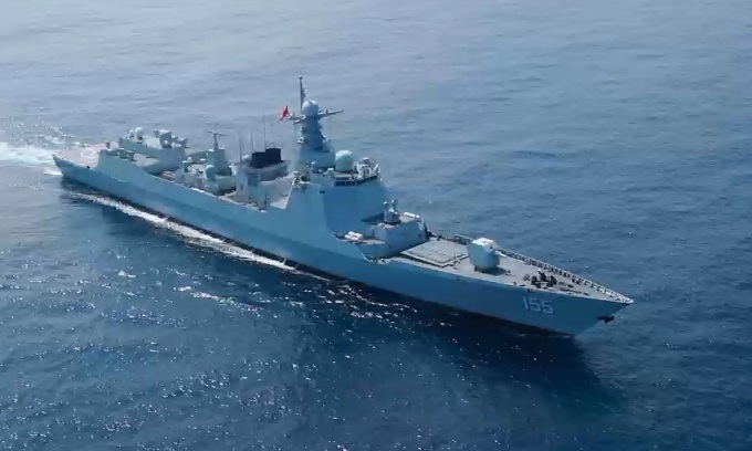 Tàu chiến Trung Quốc tham gia tập trận quân sự gần đảo Đài Loan hồi tháng 8. Ảnh: SCMP.
