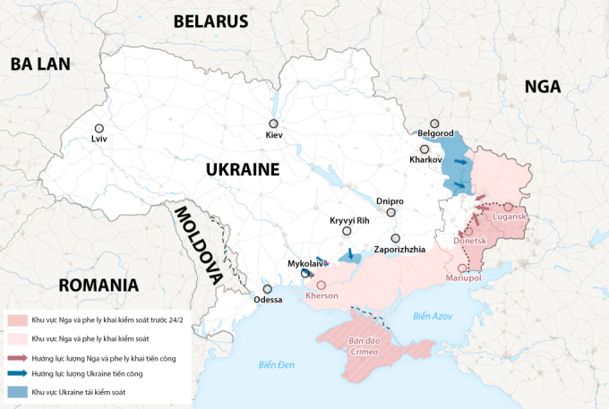 Cục diện chiến sự Ukraine. Đồ họa: WP.