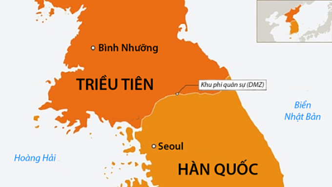 Ranh giới Triều Tiên - Hàn Quốc và Khu phi quân sự ngăn cách hai nước. Đồ họa: Al Jazeera.