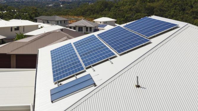 Solar panels on suburban home