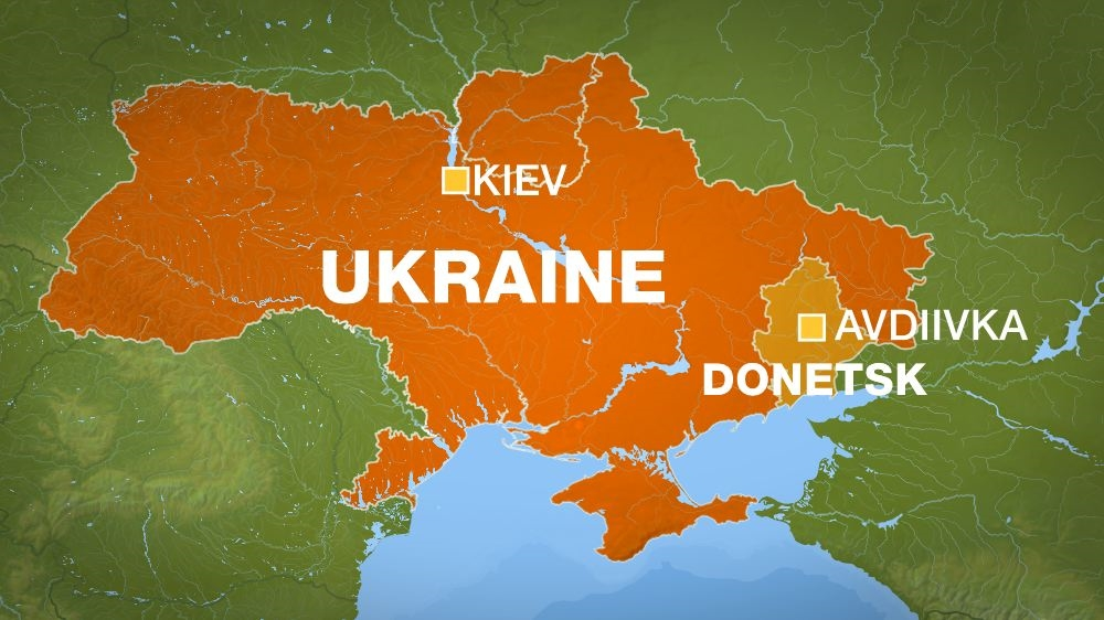 Vị trí thành phố Avdiivka ở tỉnh Donetsk, miền đông Ukraine. Đồ họa: Al Jazeera.