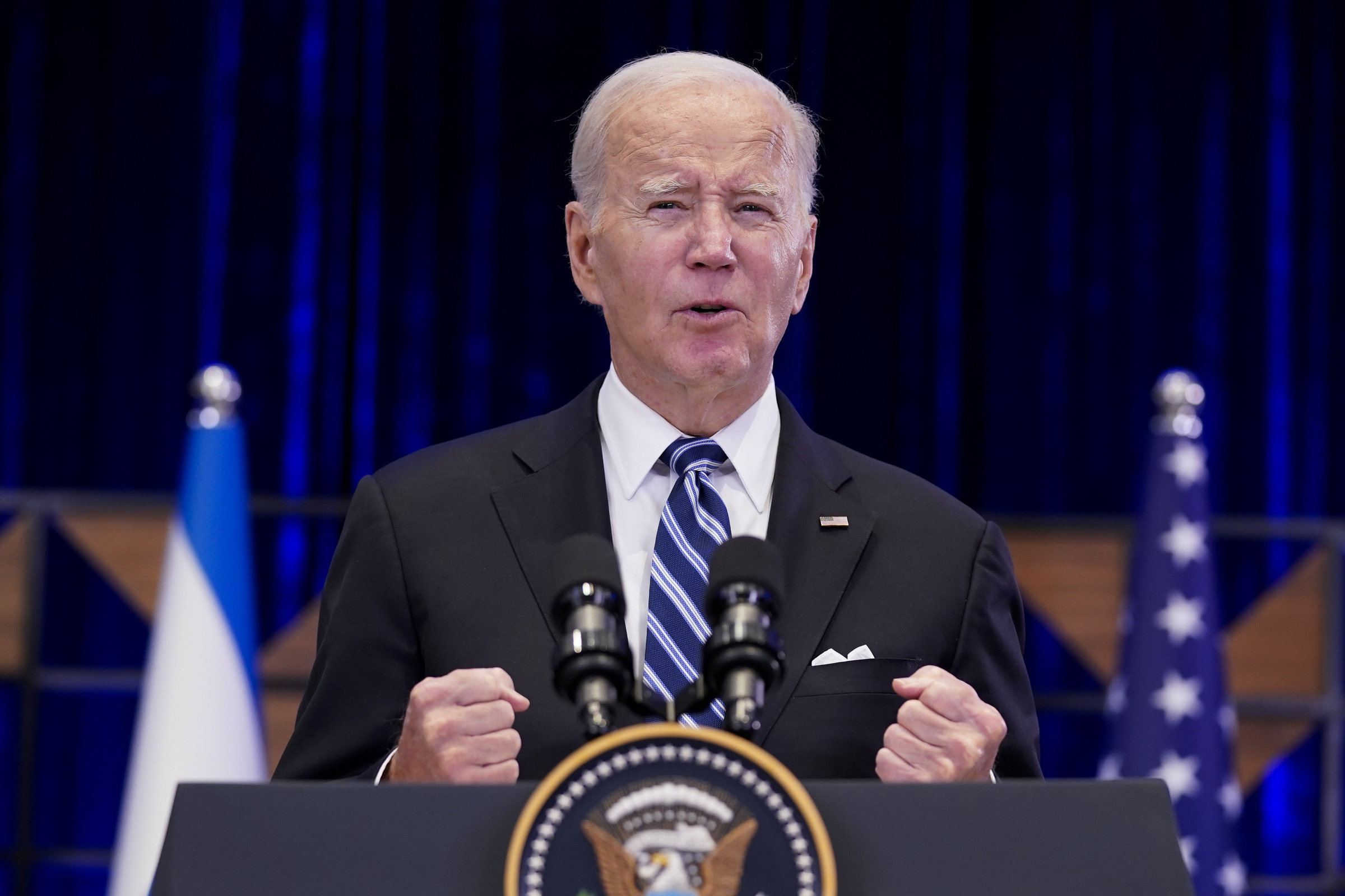Tổng thống Mỹ Joe Biden phát biểu tại Tel Aviv, Israel ngày 18/10. Ảnh: AP
