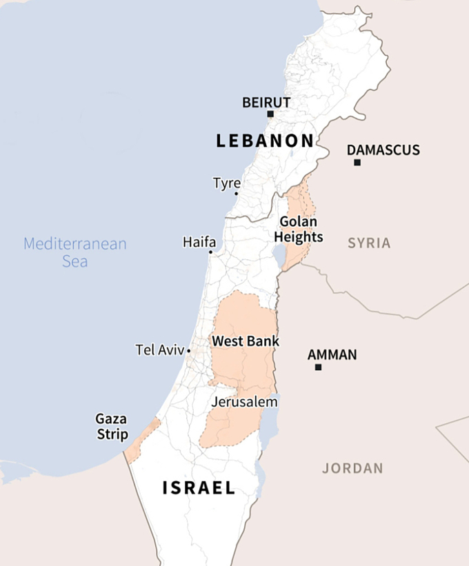 Vị trí Israel - Lebanon. Đồ họa: AFP