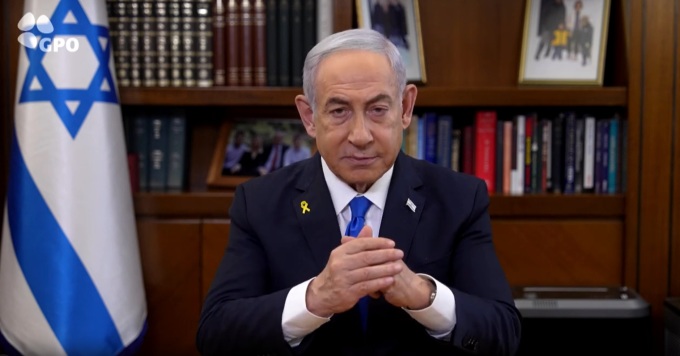 Thủ tướng Israel Benjamin Netanyahu trong video dài ba phút ngày 30/9 gửi người dân Iran. Ảnh: ToI