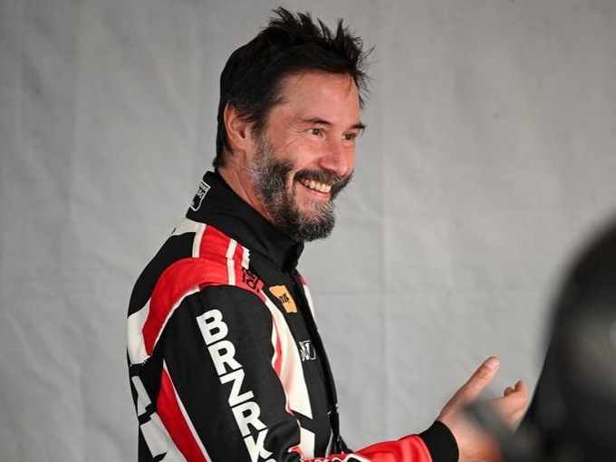 Tay đua Keanu Reeves trong ngày thi đấu thứ hai, hôm 6/10. Ảnh: Indianapolis Motor Speedway